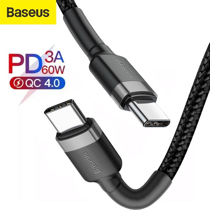 Baseus 3A USB Type C to Type C Cable - 60W Fast Charging high Density Braided Cable - 1m