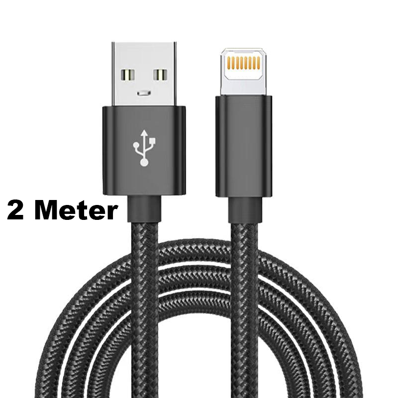 IOS Charging cable Fabric Braided - 1 & 2 meter wire / Fast charging & Data transfer