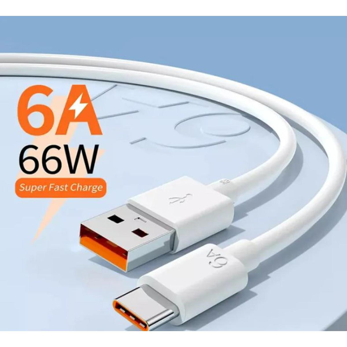 High-Speed USB-C to USB Data Cable 1m for Super Fast Charging 66W - White