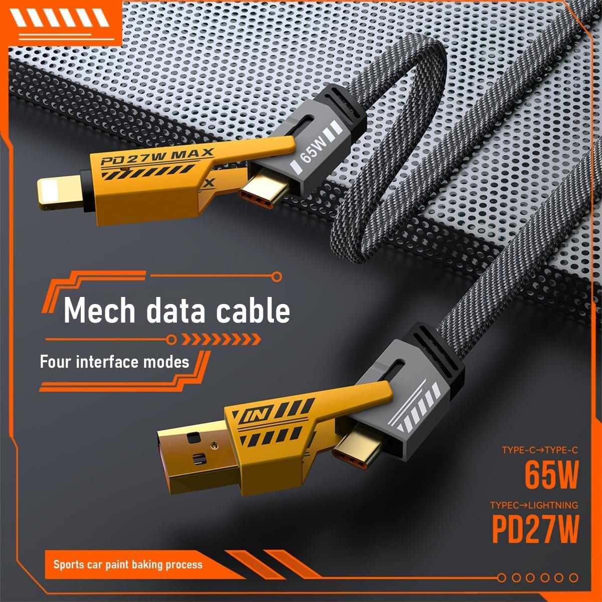 4-in-1 Charging Cable | Type-C, Micro USB & Lightning | Fast Charging & Data Transfer | Durable Braided Wire | Ideal for Office, Home & Car Use