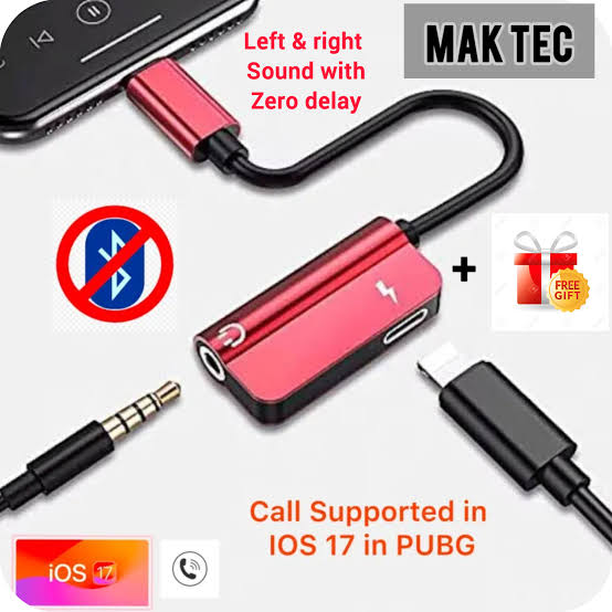 MAK TEC Lightning to 3.5mm 2 in 1 Earphone Audio Adapter without bluetooth compatible For Phone Charger Cable Mobile Phone Aux Dual Jack Splitter Headphone & Fast Charging Connector Converter