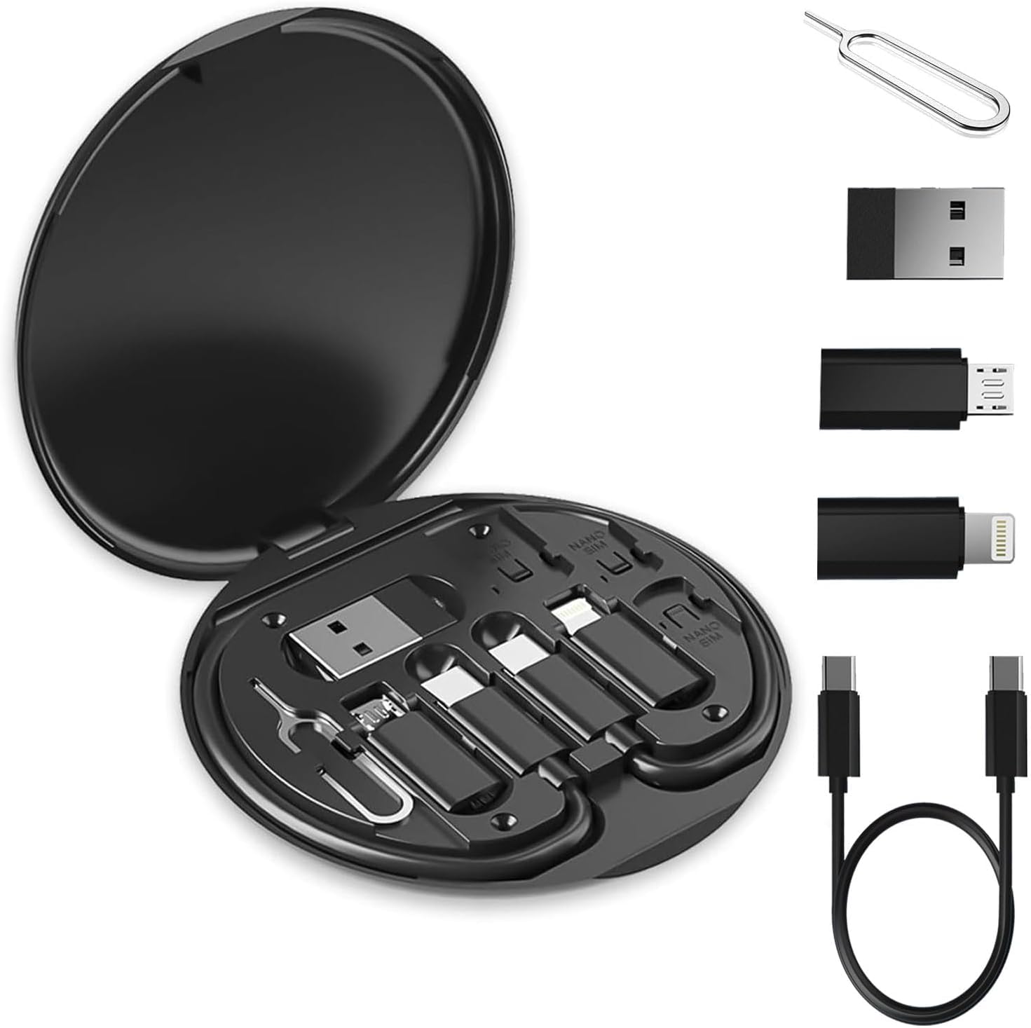 60W 5 in 1 Data Cable Set Fast Charging Multi-Interface Cable Set with Storage Case Type-C/USB/Lightning/Micro Universal Compatibility