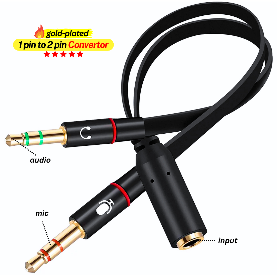 Double Pin Headphone Earphone Audio Splitter Mic And Speaker Divider Cable Adapter For Mobile Smart Phone PC Laptop - Jack Pin 3.5mm 4 Pole TRRS Male To Two Stereo 3 Pole TRS Female Converter